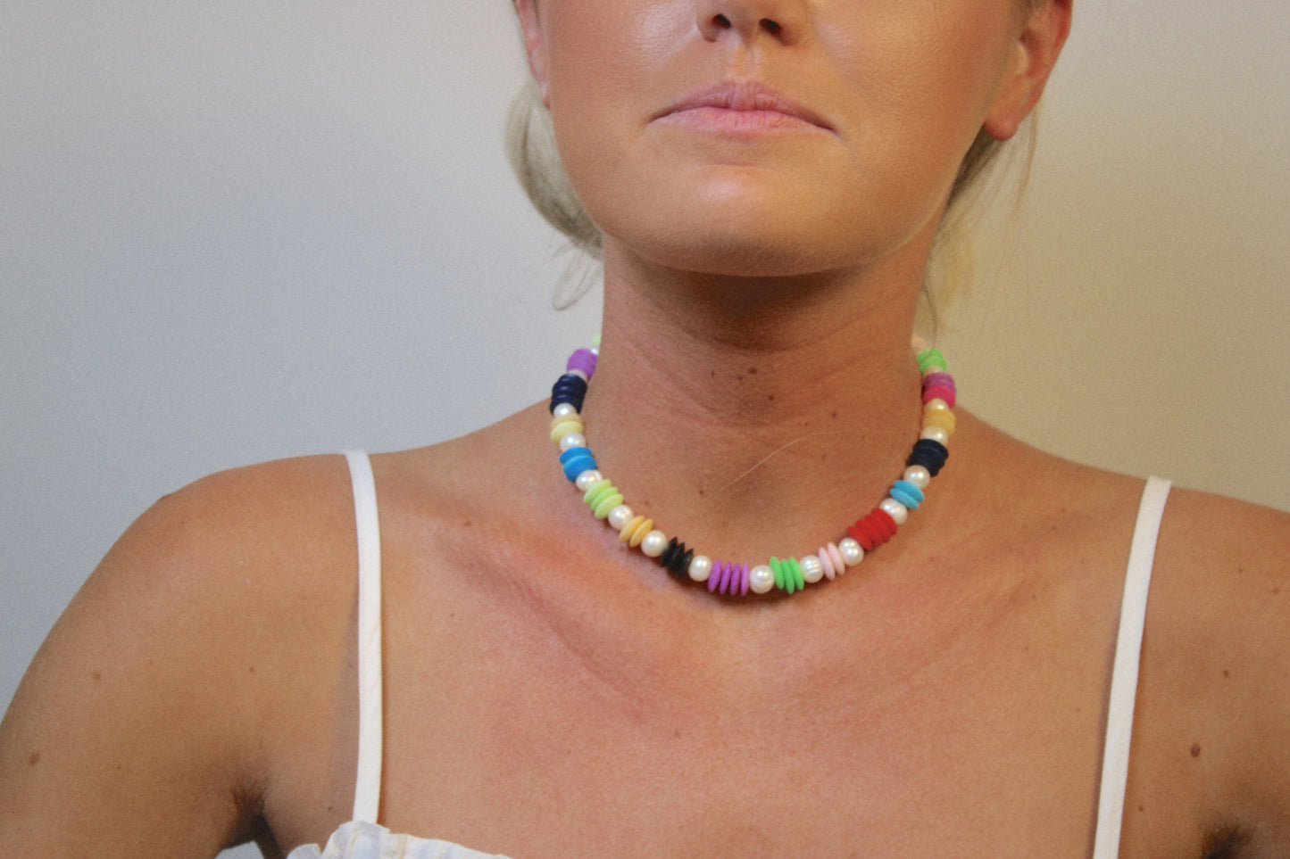 Rainbow Pearl Beaded Necklace