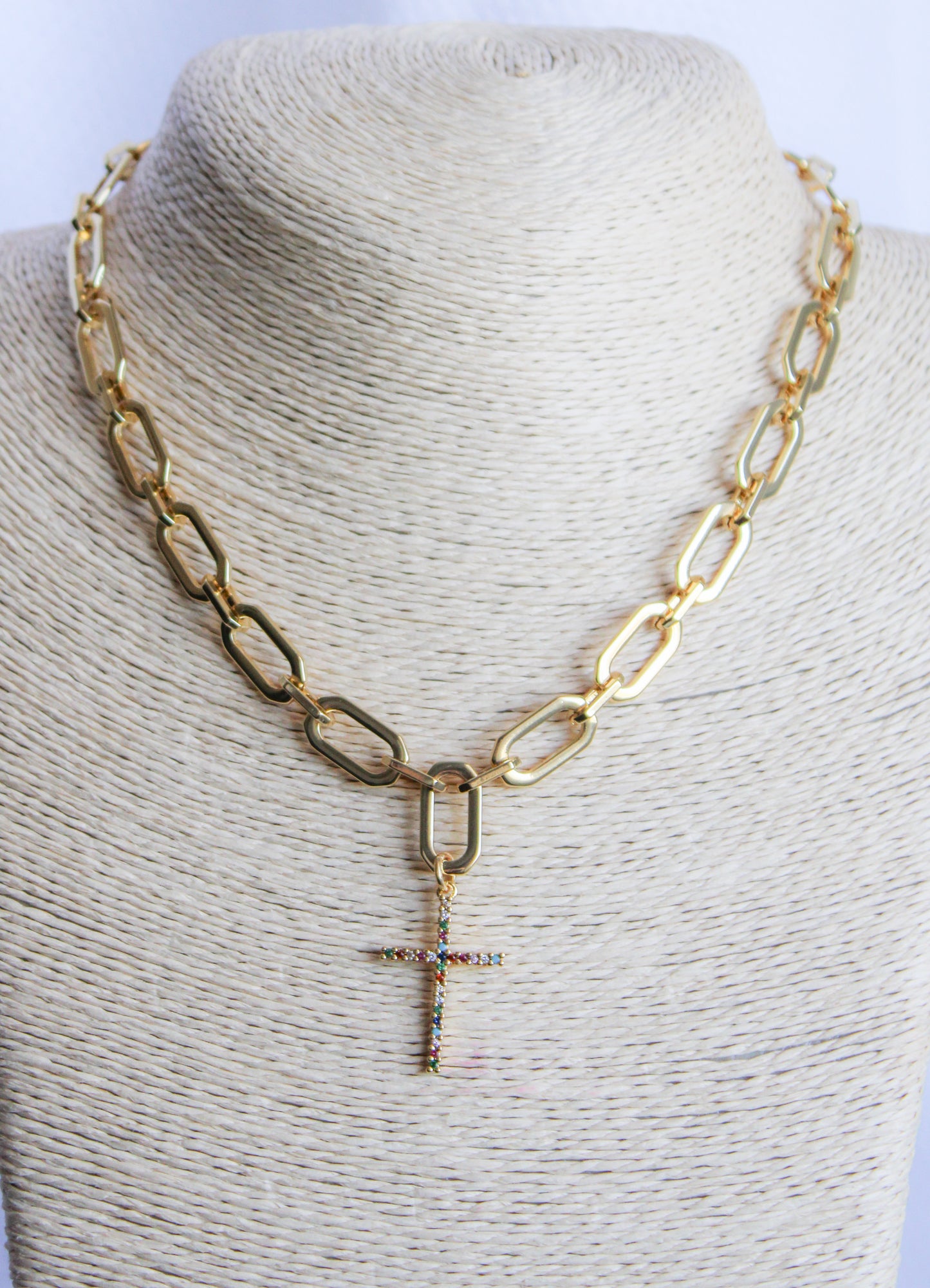 Rainbow Cross Necklace