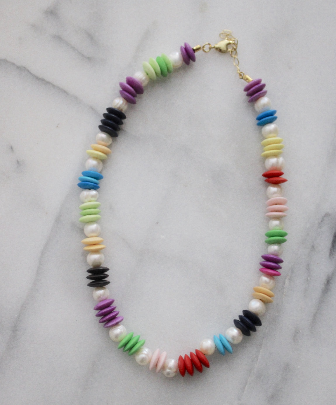 Rainbow Pearl Beaded Necklace